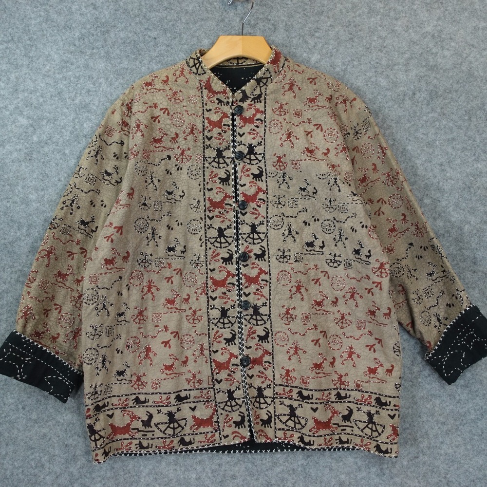 Reversible Loop Button Jacket S L Black White Eth… - image 2